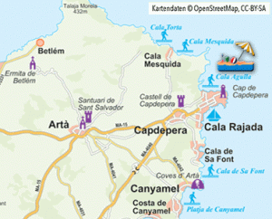 Mapa Praias Mallorca Capdepera
